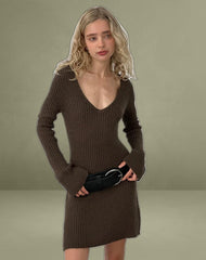 Meghan Mini Dress in Dark Chocolate