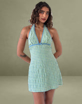 Corla Mini Dress in Check Green