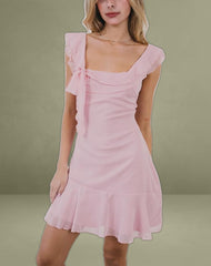 Binita Mini Dress in Chiffon Peony