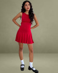 Abreille Open Back Mini Dress in Slinky Red