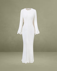 White Bell Sleeve Bodycon Sweater Dress