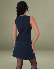 Dilshan Belted Mini Dress in Chambray Indigo