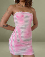 Dema Mini Dress in Jacquard Pink Stripe