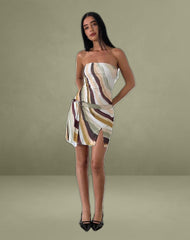 Kevsra Bandeau Mini Dress in Mesh Wiggle Sunset