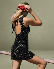 Ayana Backless Mini Dress in Polka Black