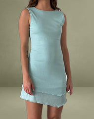 Renata Mini Dress in Light Blue Shimmer Rib