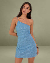 Hamal Mini Dress in Sequin Blue