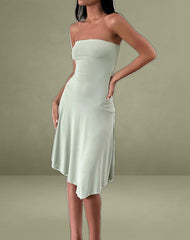 Akira Bandeau Midi Dress in Slinky Sage