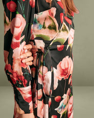 The V Neck Long Sleeve Floral Wrap Mini Dress