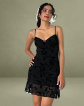 Micaya Mini Dress In Black Botanical Flower