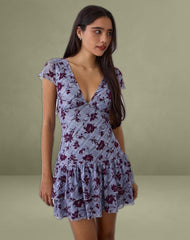 Elaya Dress in Lotus Flock Checked Lavender