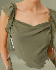 Green Chiffon Cowl Neck Maxi Dress