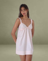 Melda Tea Mini Dress in Poplin Light Pink