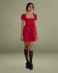 Leshiana Mini Dress in Poplin Adrenaline Red