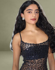 Darsih Maxi Dress in Sequin Mesh Black