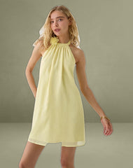 Margaux Mini Dress in Chiffon Lemon