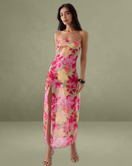 Fasha Maxi Dress in Bold Multi Colour Floral