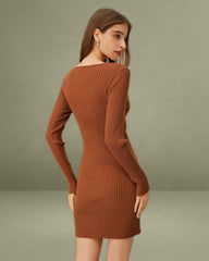 Caramel Bodycon Sweater Dress