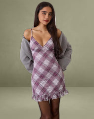 Delos Ruffle Mini Dress in Country Check