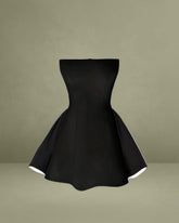 Black Contrasting Strapless A-Line Mini Dress