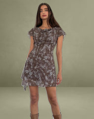 Valencia Mini Dress in Botanical Shadow Brown