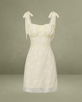Yellow Jacquard Tie Strap Mini Dress