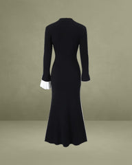 Black Contrasting Bodycon Sweater Dress