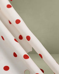 The Beige V Neck Polka Dot Button Midi Dress