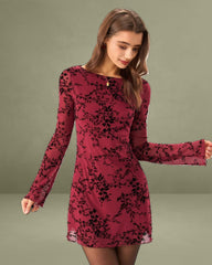 Red Floral Mesh Mini Dress