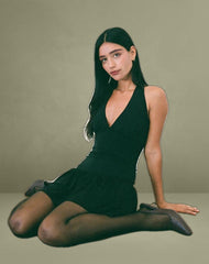 Mercer Drop Waist Mini Dress in Black