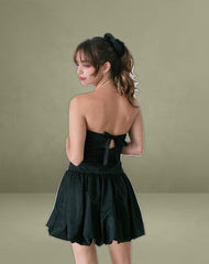 Krayofa Puffball Mini Dress in Black