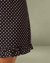 Black Polka Dot V-Neck Mini Dress