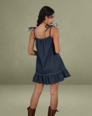 Carlisle Mini Dress in Chambray Indigo