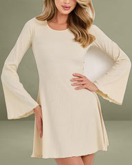 Apricot Bell Sleeve Bodycon Mini Dress