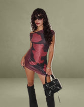 Sayu Mini Dress in Digi Flower Red