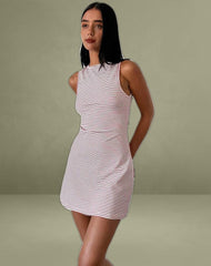 Muzuki Jersey Mini Dress in Red and White Stripe