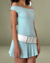 Cynthia Mini Dress in Shimmer Rib Light Blue