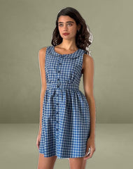 Sokasi Mini Dress in Navy Tartan