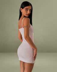 Anzhelina Strappy Mini Dress in Red and White Stripe