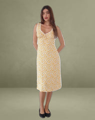 Lavisha Midi Dress in Yellow Cosmos Garden