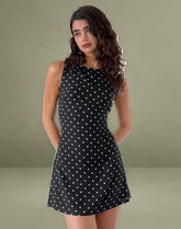 Ayana Backless Mini Dress in Polka Black