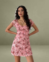 Prinsa Dress in Pink Lace Floral Bloom