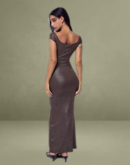 Jolita Maxi Dress in Brown Shimmer