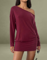 Shelisa Slouchy Mini Dress in Deep Red