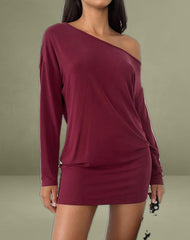 Shelisa Slouchy Mini Dress in Deep Red