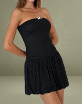 Cryolan Bandeau Mini Dress in Black Heart Lace