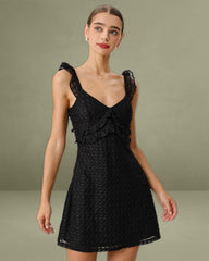 Black V Neck A-Line Slip Mini Dress