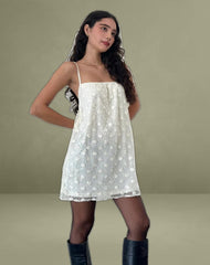 Celia Mini Slip Dress in Sequin Lace Ivory