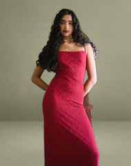 Cantha Maxi Dress in Mari Lace Red