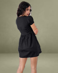 Leshiana Mini Dress in Poplin Black